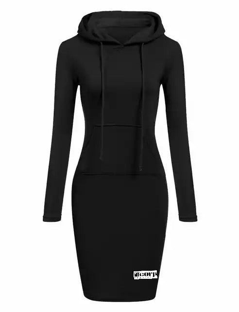 Ladies long hoodie dress hot sale